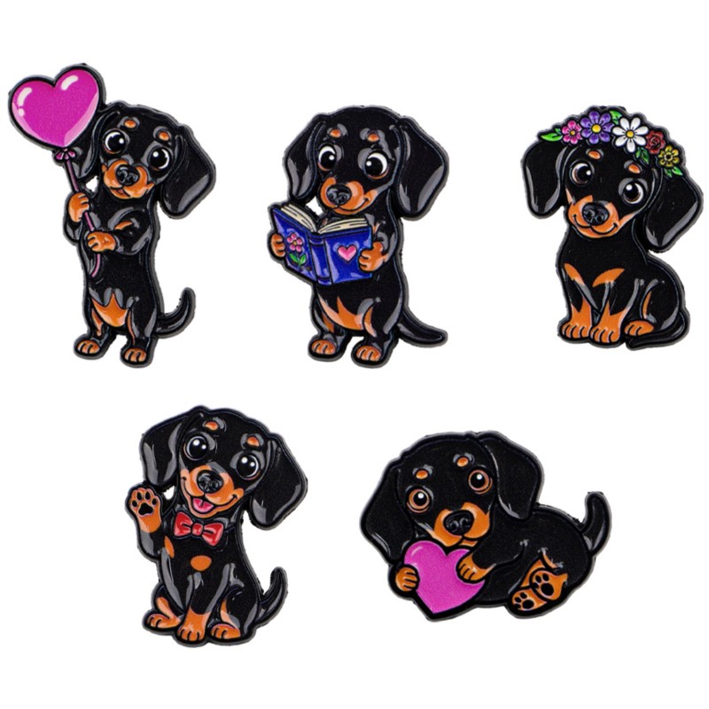 Pet Supplies Store - 5 adet Sevimli Dachshund Emaye Pin