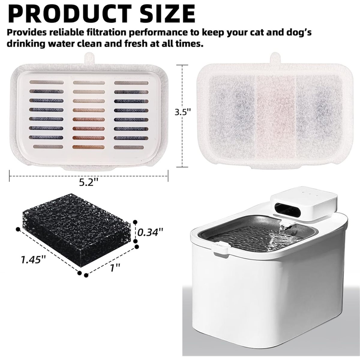 Pet Water Fountain - (A02R) PET-KIT için 15'li Paket Filtre